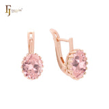 Brincos grandes ovais solitários coloridos com zircônia cúbica em ouro rosa da Embraced
