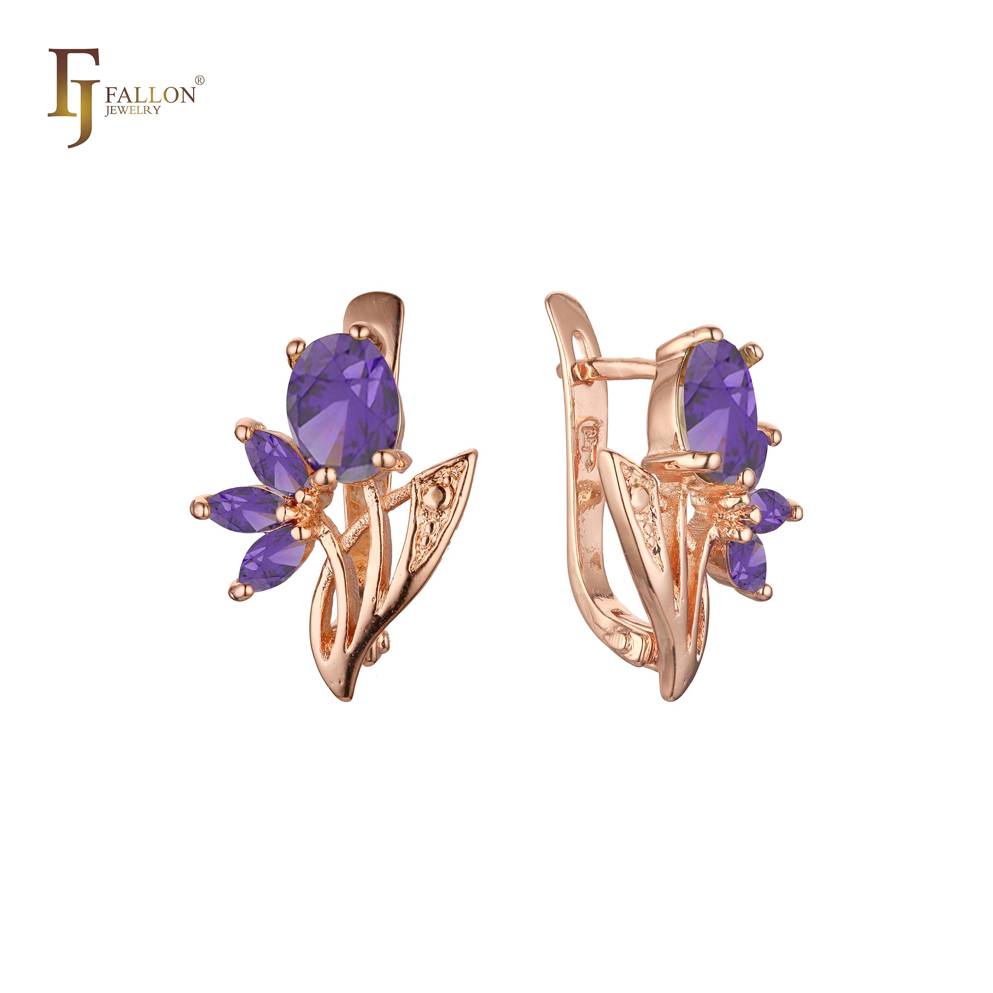 Luxuriöse Cluster bunte CZs Blume Rose Gold Ohrringe