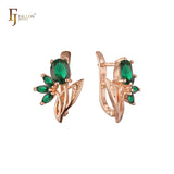 Luxuriöse Cluster bunte CZs Blume Rose Gold Ohrringe