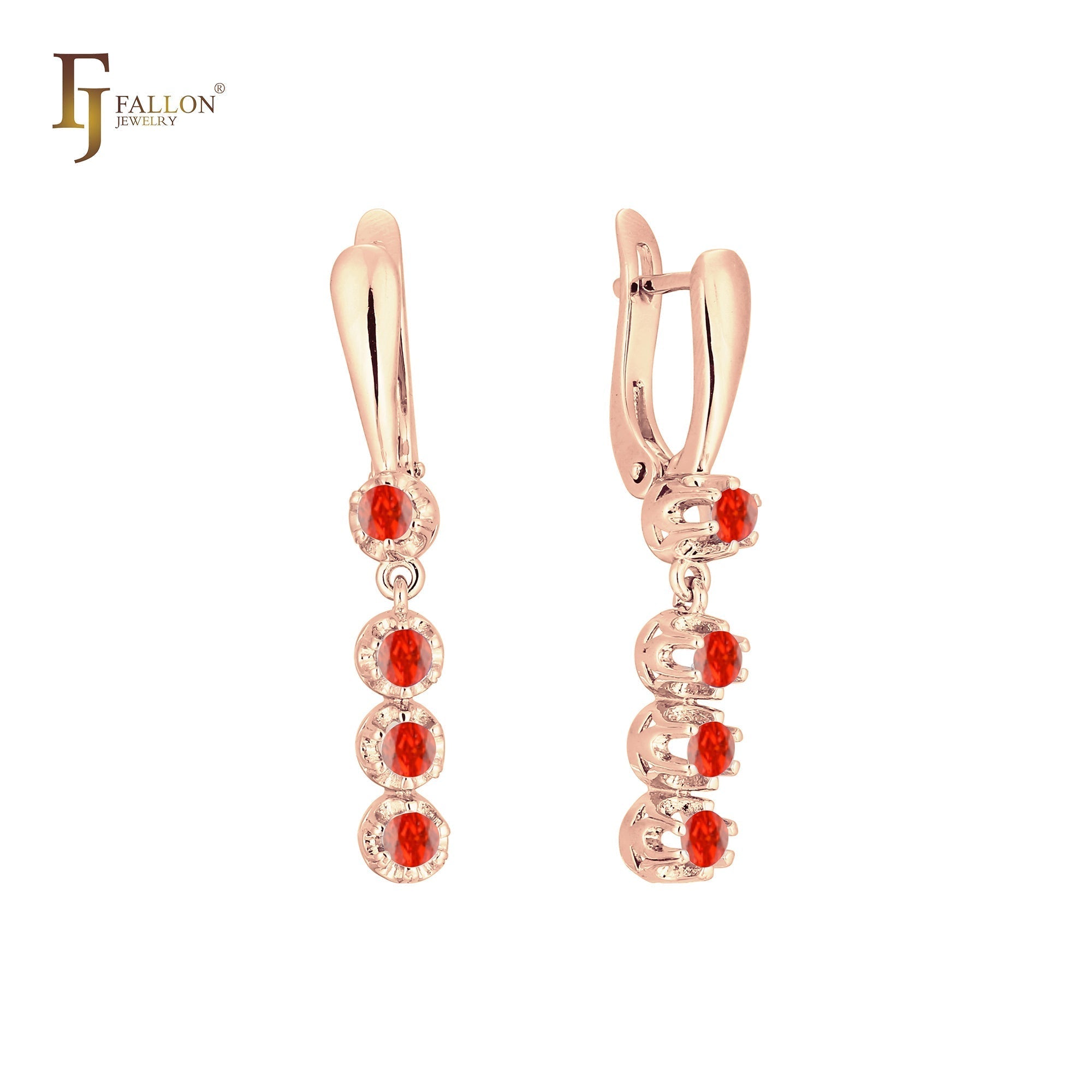 Vier weiße CZs Tropfen 14K Gold, 18K Gold, Roségold, Weißgold Ohrringe