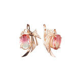 .Wings solitaire earrings in 14K Gold, Rose Gold plating colors