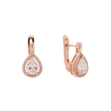 Big Halo 泪珠形 cz 14K 金、玫瑰金耳环