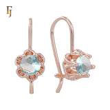 Gold Wire Hook Earrings – Floral Prong CZ Drop Design | Lightweight Dainty Jewelry by FJ