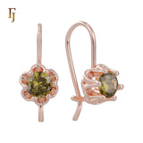 Gold Wire Hook Earrings – Floral Prong CZ Drop Design | Lightweight Dainty Jewelry by FJ