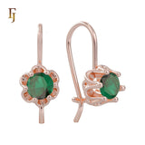 Gold Wire Hook Earrings – Floral Prong CZ Drop Design | Lightweight Dainty Jewelry by FJ