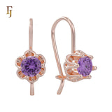 Gold Wire Hook Earrings – Floral Prong CZ Drop Design | Lightweight Dainty Jewelry by FJ