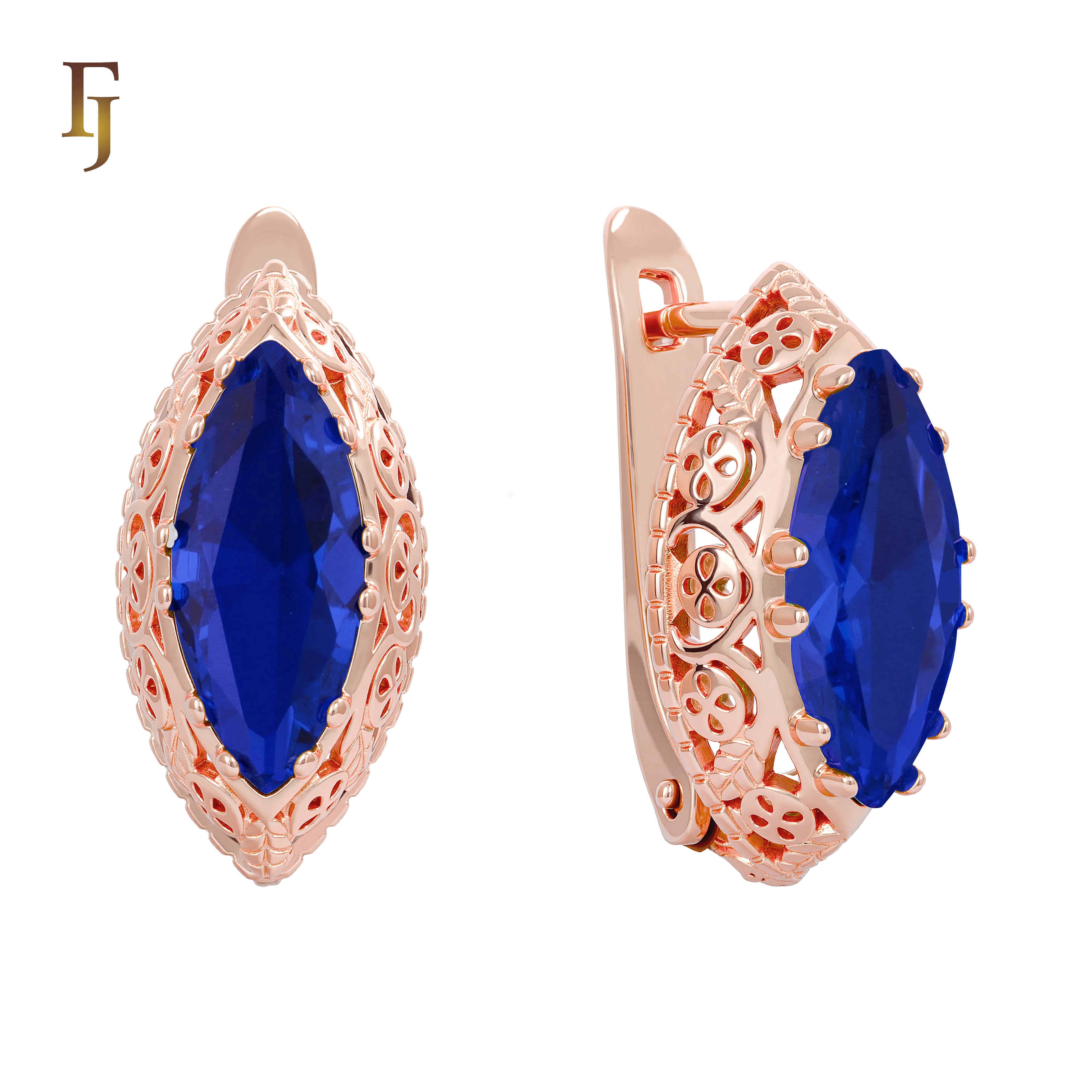 .FJ Oval Horse Eye Marquise shape CZ Earrings for Women Red Blue Green CZ