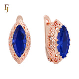 .FJ Oval Horse Eye Marquise shape CZ Earrings for Women Red Blue Green CZ