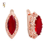 .FJ Oval Horse Eye Marquise shape CZ Earrings for Women Red Blue Green CZ