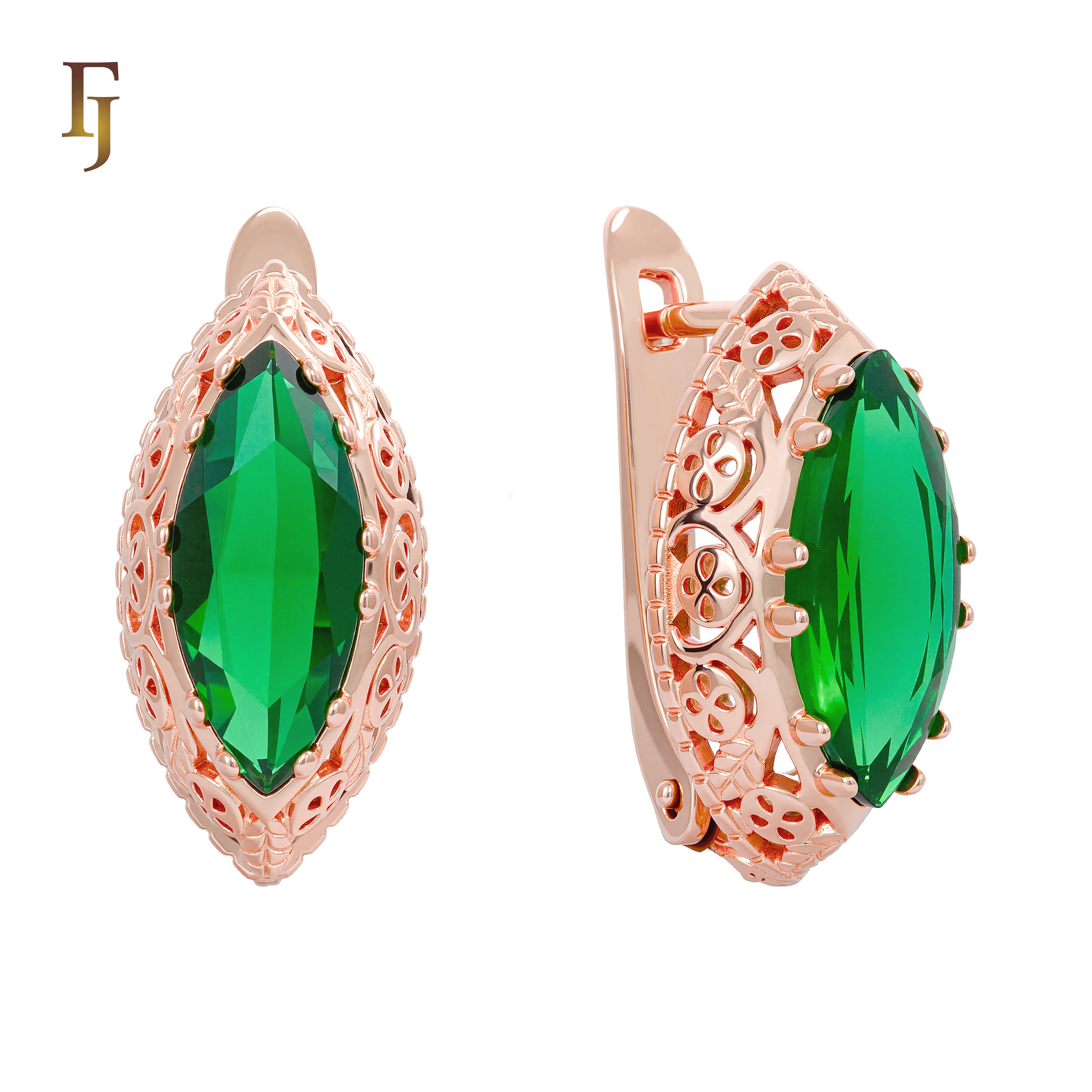 .FJ Oval Horse Eye Marquise shape CZ Earrings for Women Red Blue Green CZ