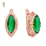.FJ Oval Horse Eye Marquise shape CZ Earrings for Women Red Blue Green CZ