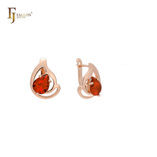 Серьги-капли из розового золота с фианитами