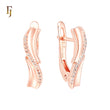 Elegant double ribbon paved white CZs Rose Gold Russian Lock Earrings