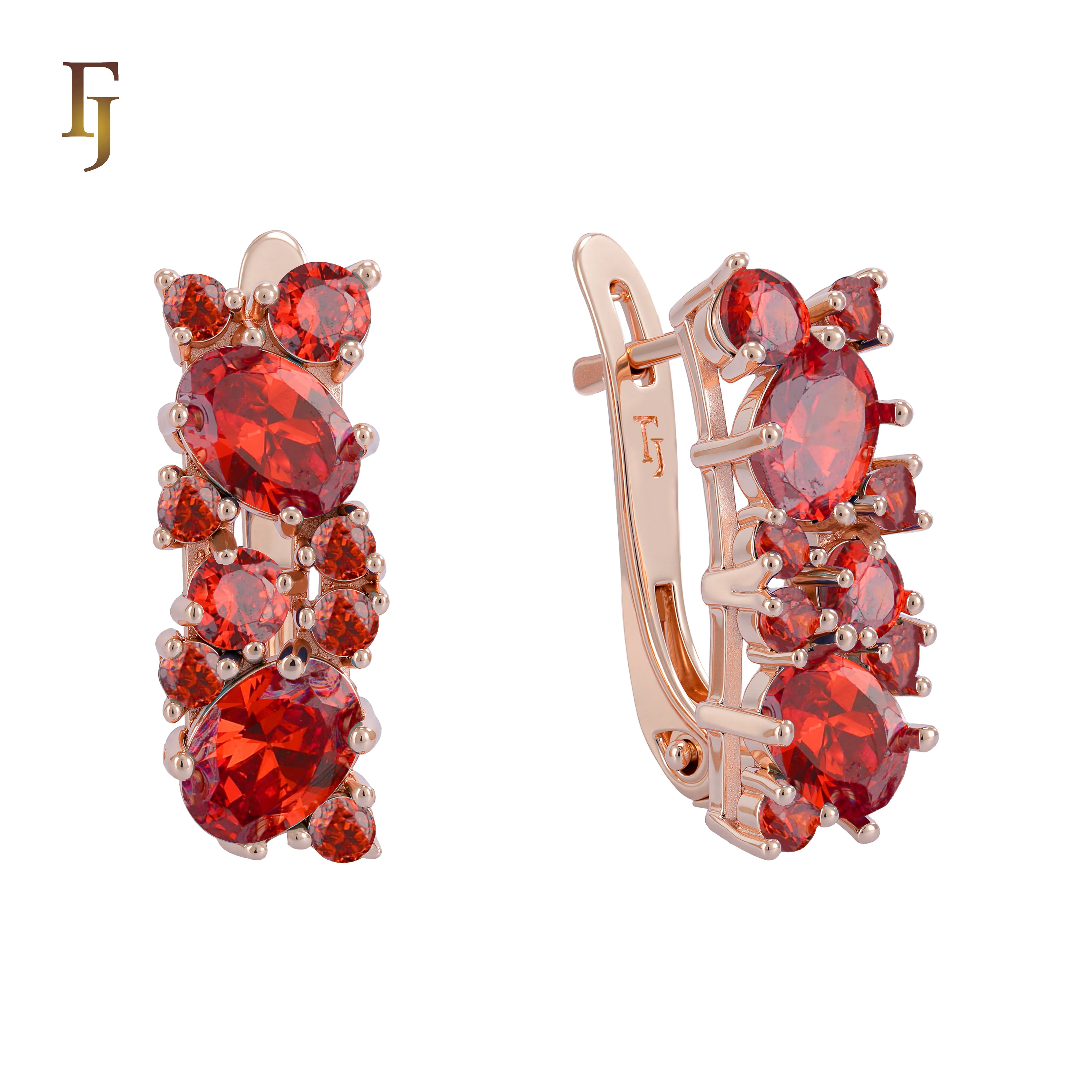 Elegant Rose Gold Earrings with Blue Multi-Color CZ Stones - Fashion Statement Jewelry for Women