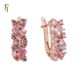 Elegant Rose Gold Earrings with Blue Multi-Color CZ Stones - Fashion Statement Jewelry for Women