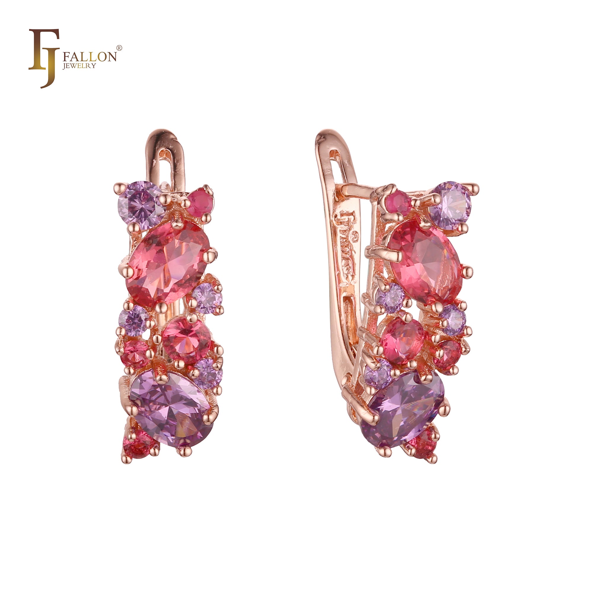 .Роскошные серьги Colorful Cluster CZ, покрытые 14-каратным золотом, розовым золотом.