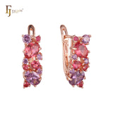 .Роскошные серьги Colorful Cluster CZ, покрытые 14-каратным золотом, розовым золотом.