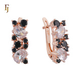 Elegant Rose Gold Earrings with Blue Multi-Color CZ Stones - Fashion Statement Jewelry for Women