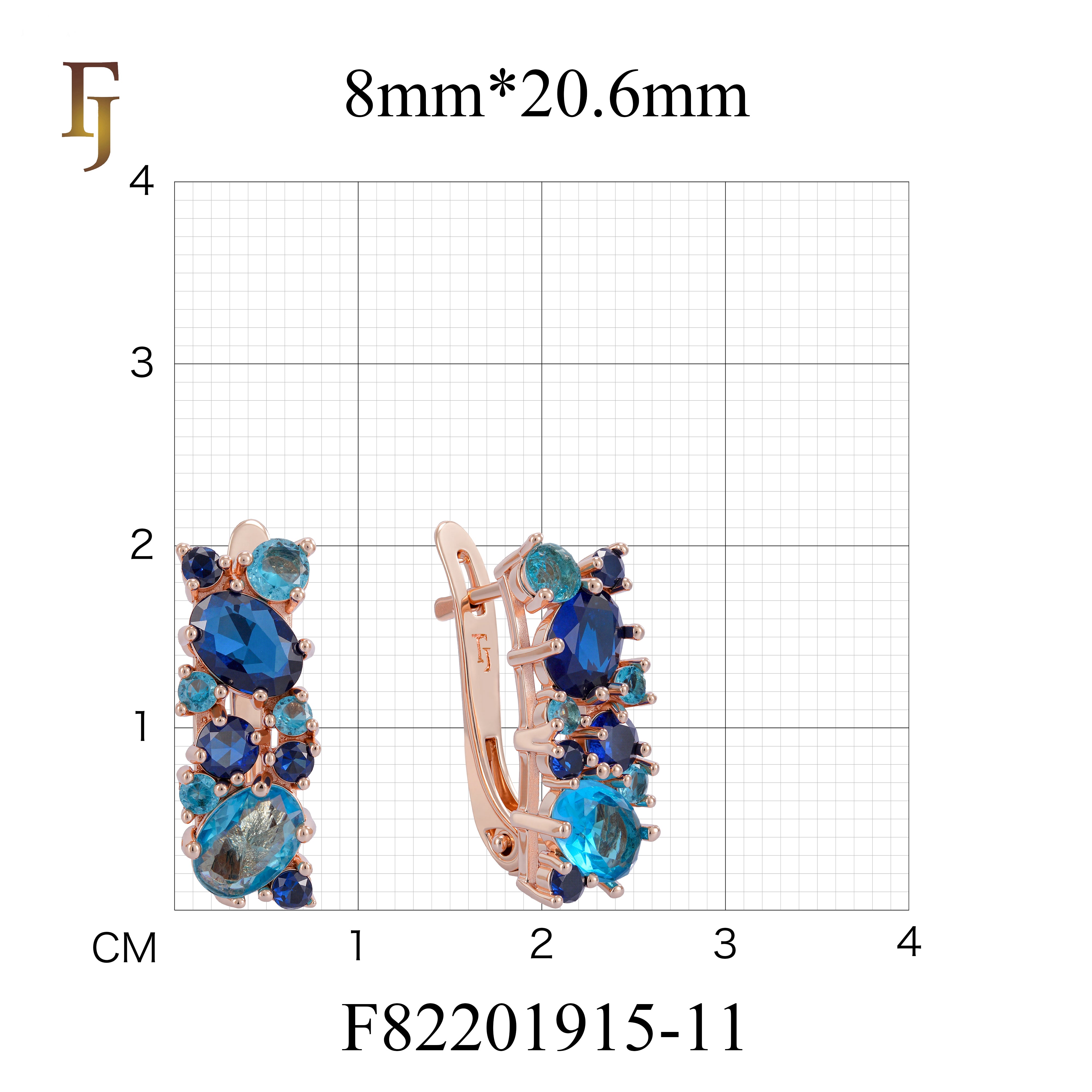 Elegant Rose Gold Earrings with Blue Multi-Color CZ Stones - Fashion Statement Jewelry for Women
