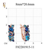 Elegant Rose Gold Earrings with Blue Multi-Color CZ Stones - Fashion Statement Jewelry for Women