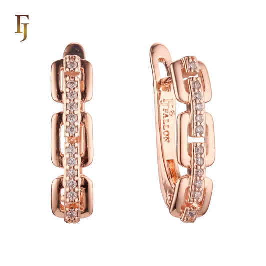 .Chain and buckles link Rose Gold earrings