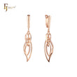 Elegant paved white CZs wires geometric Rose Gold drop Russian Lock Earrings
