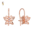 Butterfly Child Wire Hook Earrings – Rose Gold Plated CZ Kids Jewelry | Cute Filigree Design by FJ