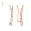 Gold Plated Crawler Earrings – Graduated CZ Ear Climber Curve | Trendy Non-Tarnish Pierced Jewelry by FJ