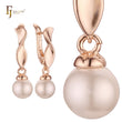 Twisted ribbon solitaire pearl Rose Gold Russian Lock Earrings