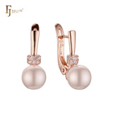 Pearl earrings in 14K Gold, Rose Gold, two tone plating colors