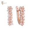 Luxurious cluster white CZs Rose Gold Russian Lock Earrings