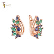 Cluster wings of colorful marquise stones Rose Gold Russian Lock Earrings