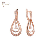 Cluster earrings in 14K Gold, Rose Gold, two tone plating colors