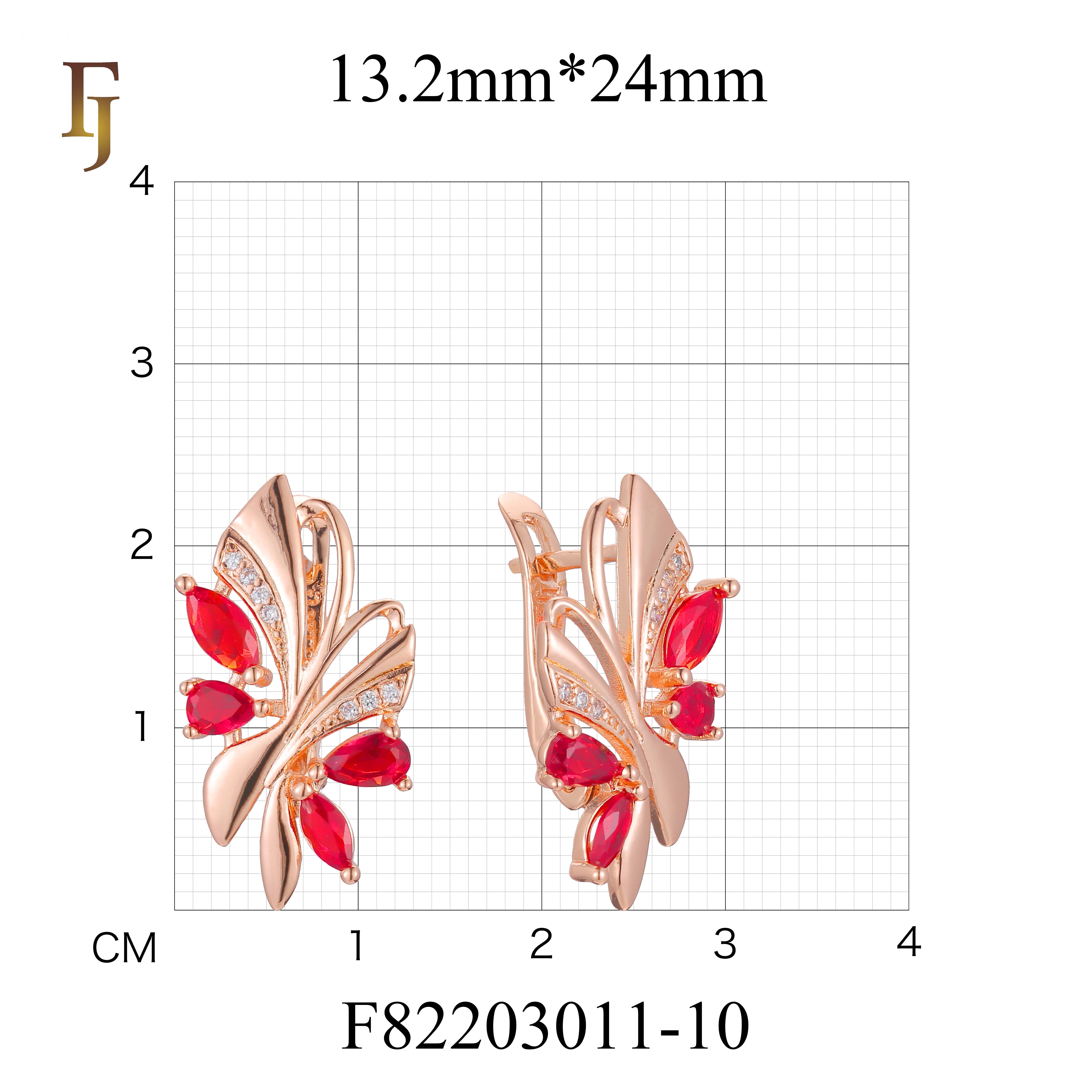 Gold-Plated Russian Lock Earrings with Red CZ Gemstones – Elegant Butterfly Design Earrings