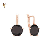 Gold Russian Lock Earrings – Round Light Purple CZ Four-Prong Drop | Minimalist Non-Tarnish Jewelry by FJ