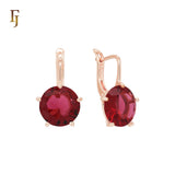 Gold Russian Lock Earrings – Round Light Purple CZ Four-Prong Drop | Minimalist Non-Tarnish Jewelry by FJ