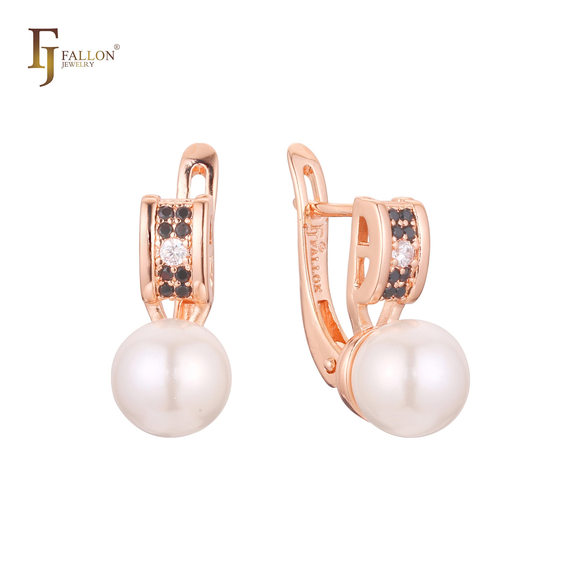 Cluster pearl earrings in 14K Gold, Rose Gold, two tone plating colors