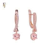 Solitaire drop cluster earrings plated in 14K Gold, Rose Gold, two tone
