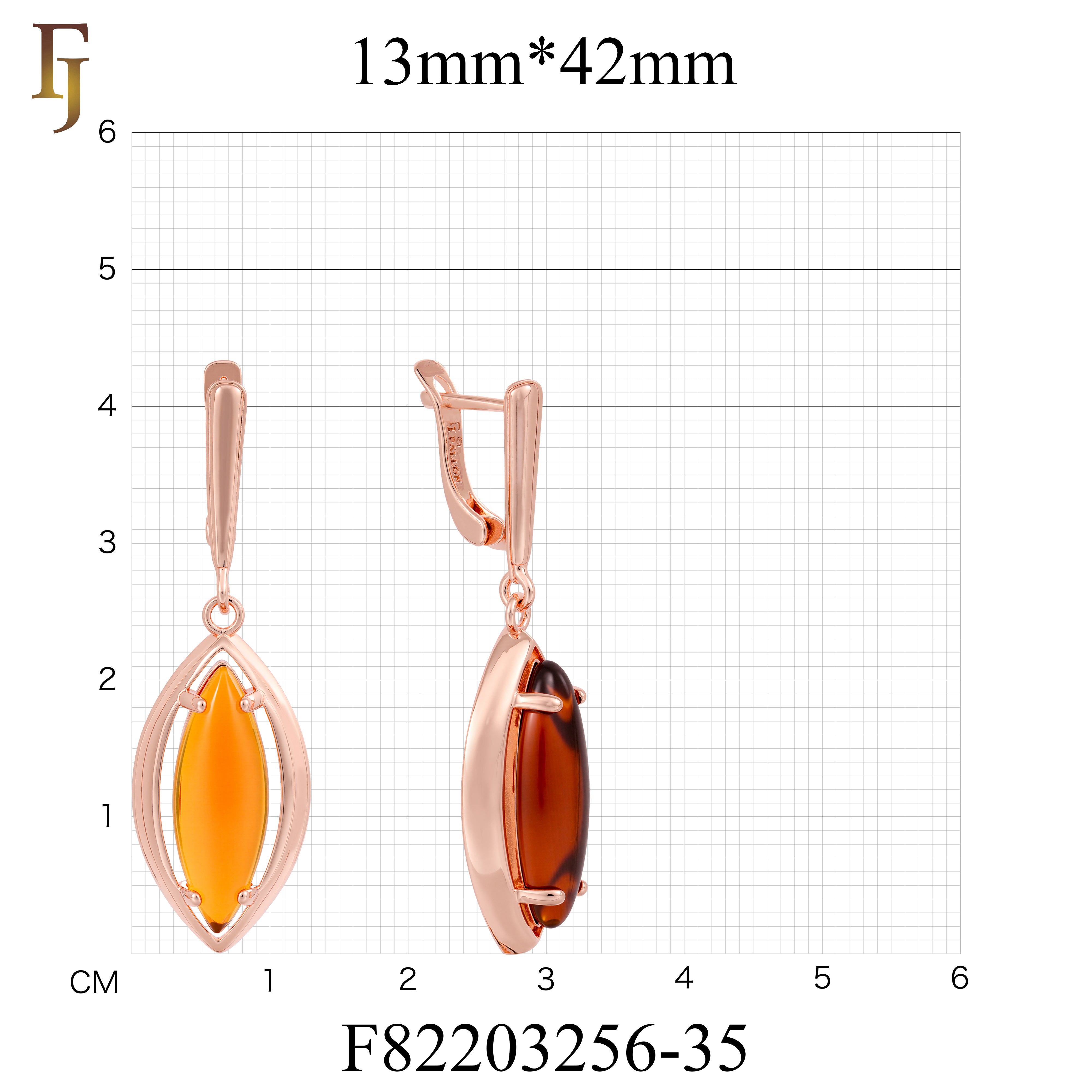 🔥 Gold Russian Lock Earrings – Orange Marquise CZ Drop with Minimalist Open Frame | Elegant Non-Tarnish Jewelry by FJ