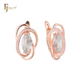 Solitär-Marquise-Ohrringe aus 14 Karat Gold und Roségold, zweifarbig