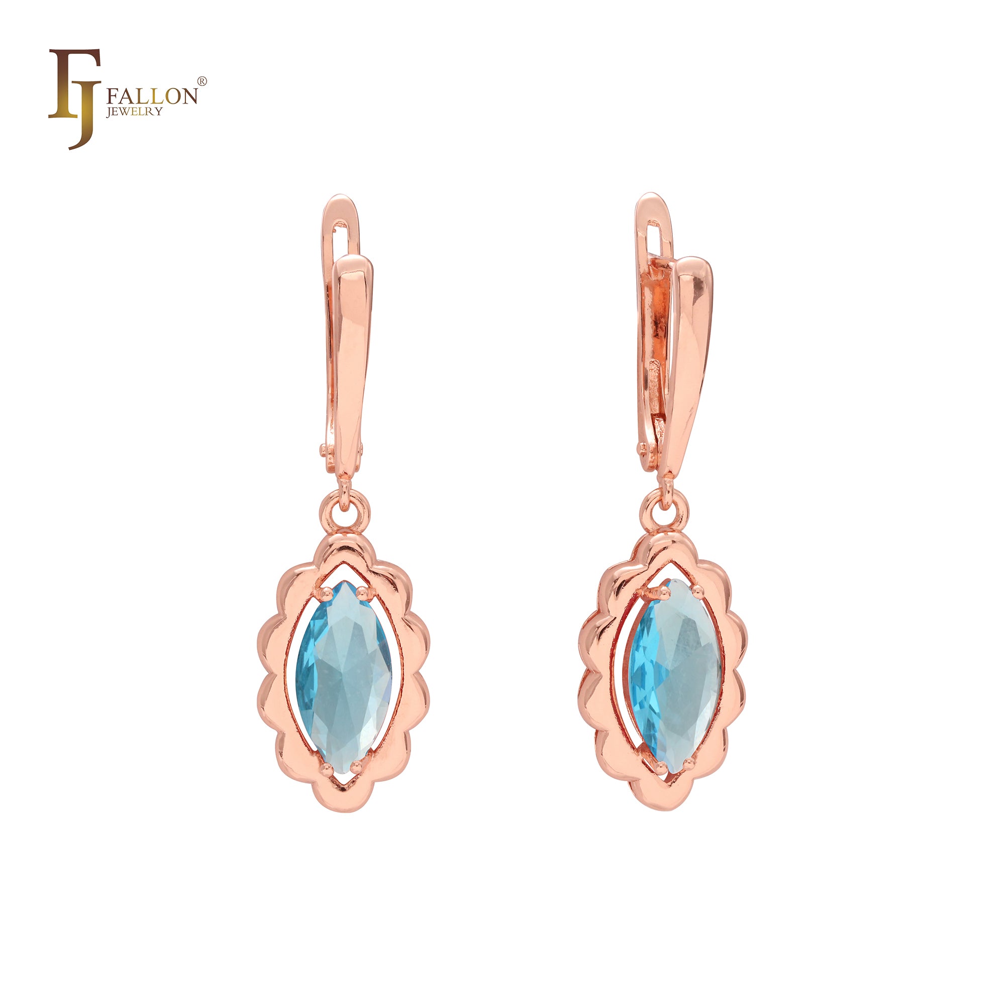 Pendientes marquesa rojos con circonitas cúbicas colgantes en oro rosa