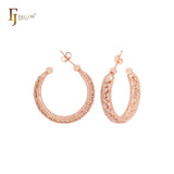 Geometric Net mesh Cluster CZs 14K Gold, Rose Gold stud earrings