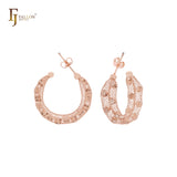 Geometric Net mesh Cluster CZs 14K Gold, Rose Gold stud earrings