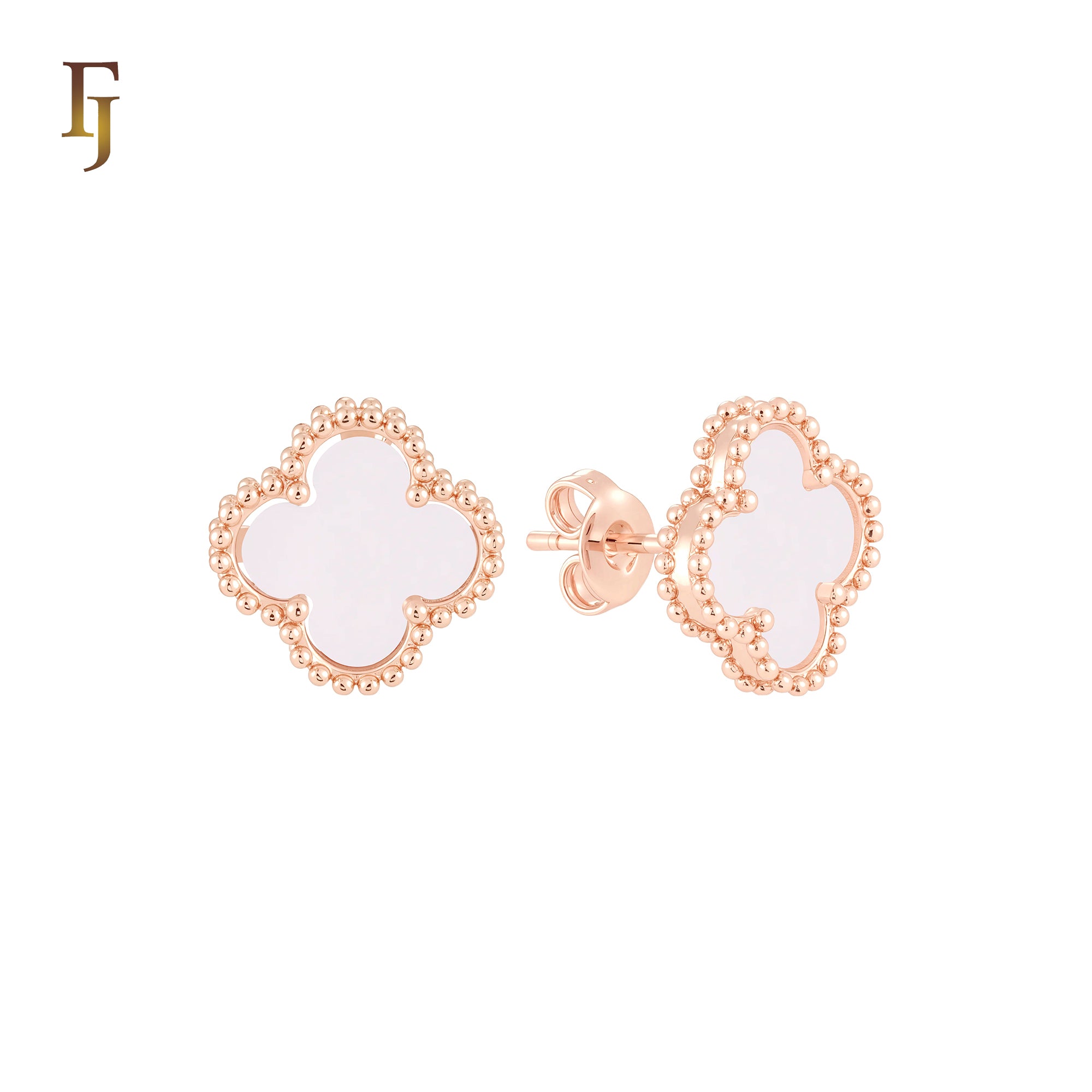🔥 Lucky black clover Rose Gold stud earrings