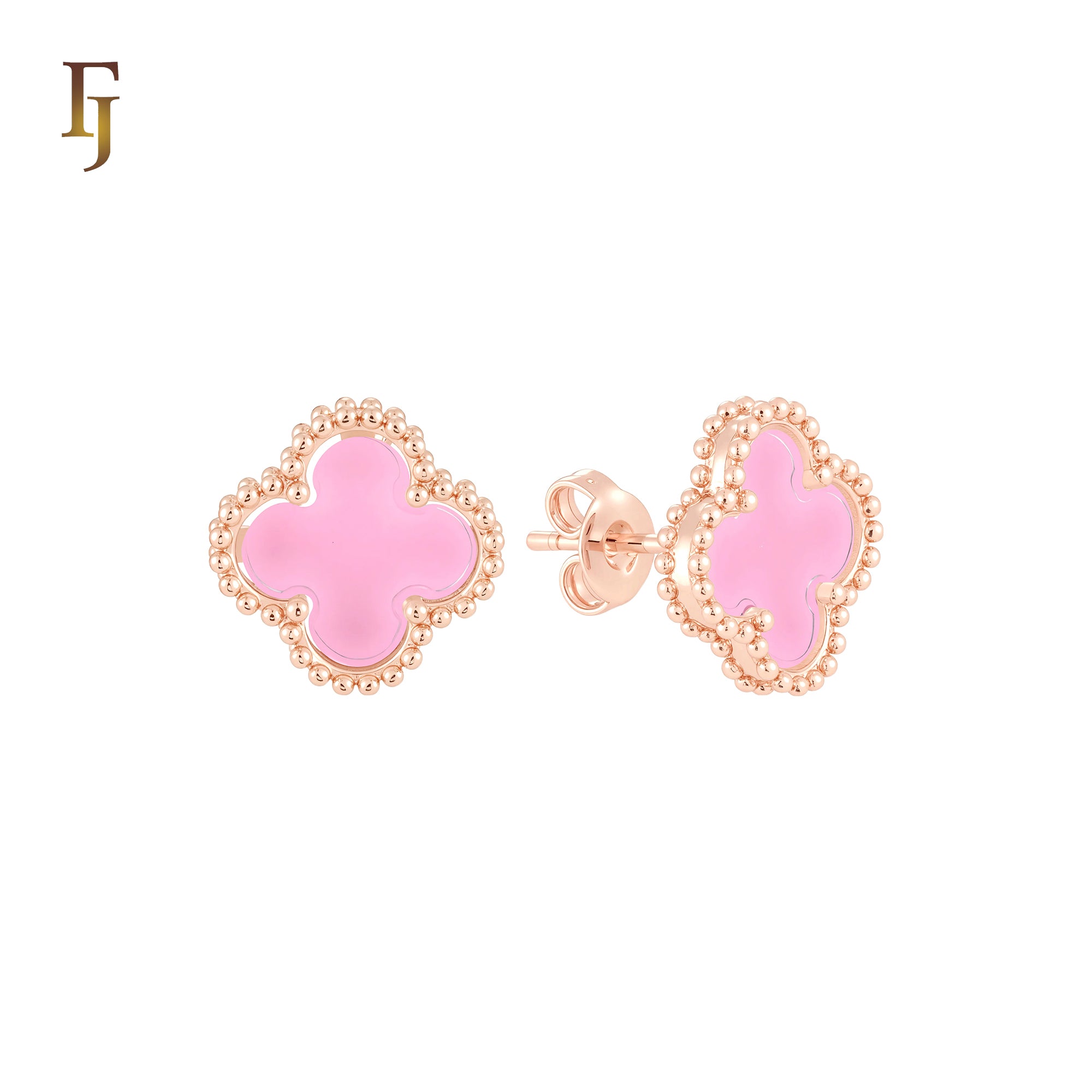 🔥 Lucky black clover Rose Gold stud earrings