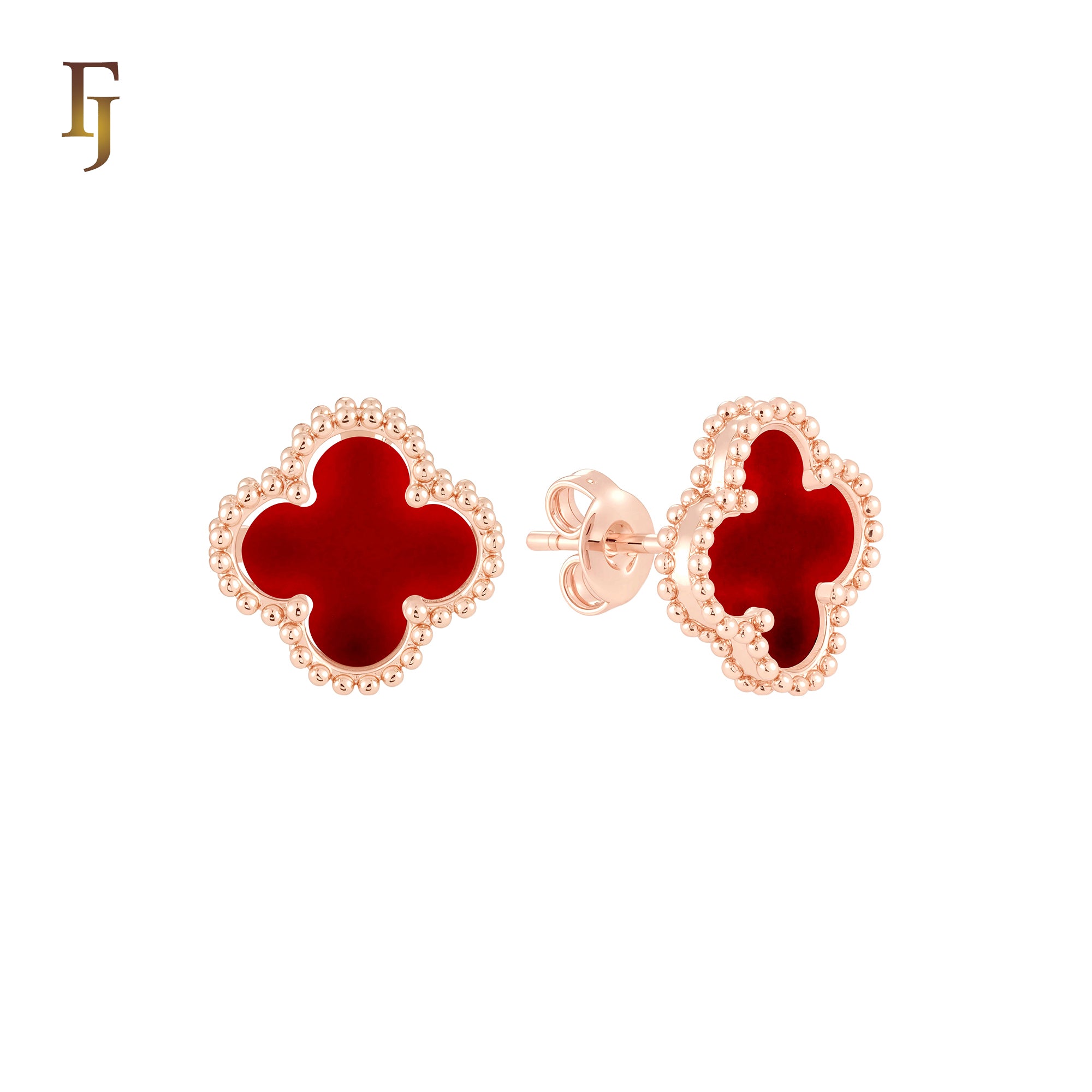 🔥 Lucky black clover Rose Gold stud earrings