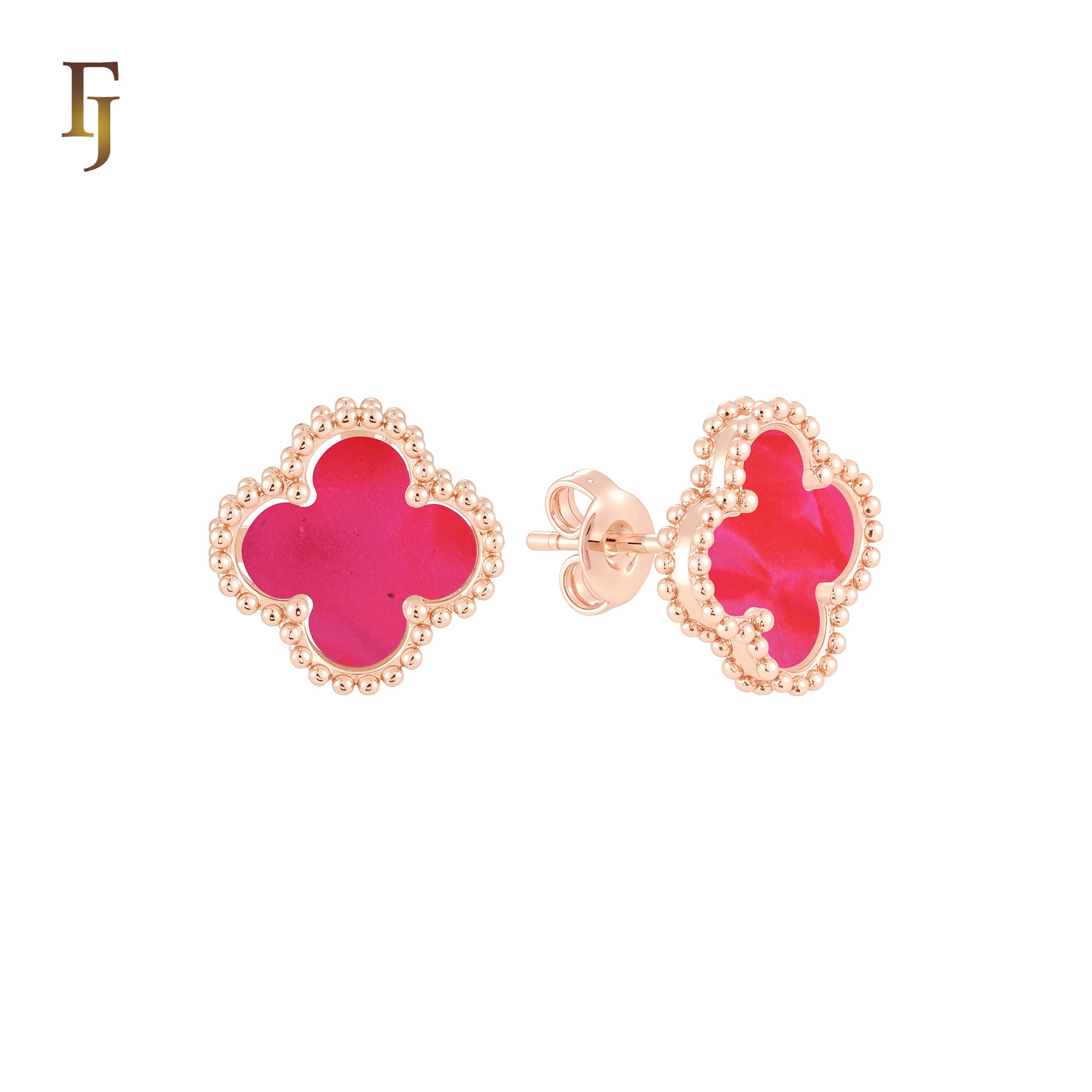 🔥 Lucky black clover Rose Gold stud earrings