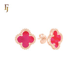 🔥 Lucky black clover Rose Gold stud earrings