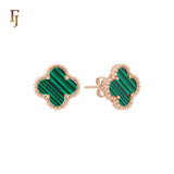 🔥 Lucky black clover Rose Gold stud earrings