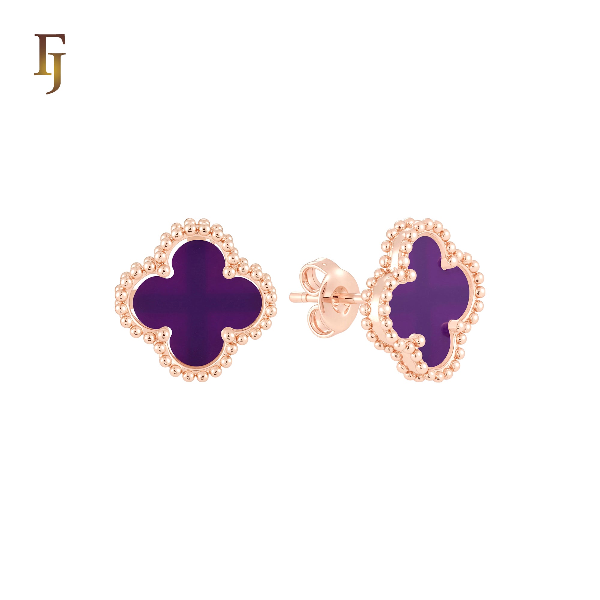 🔥 Lucky black clover Rose Gold stud earrings